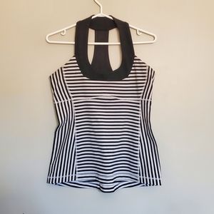 Lululemon halterneck built in bra striped tank top